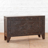 Indian Hand Carved Vintage Teak Wood Sideboard